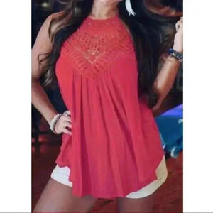 NEW Cute Red Tank Top with Lace